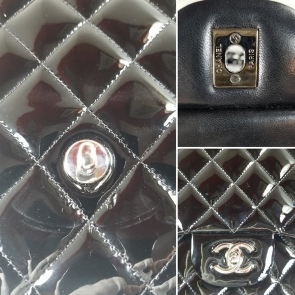 ❌SOLD❌ CHANEL classic Maxi black patent Flap Bag - Picture 7 of 15